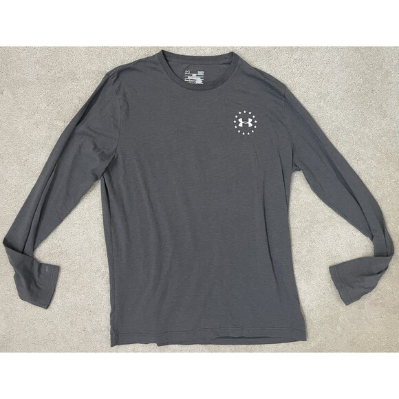 Under Armour Freedom Flag Wounded Warrior Men’s Gray Long Sleeve Large HeatGear - Picture 5 of 9